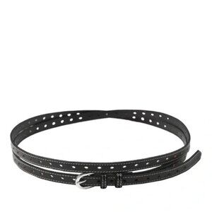 Zara Skinny Black Leather Double Wrap Belt